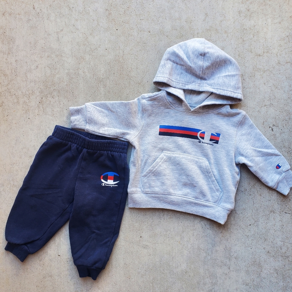 Champion Gray Blue Matching Sweat Suit, Hoodie/Sweats, Toddler Size‎ 18M